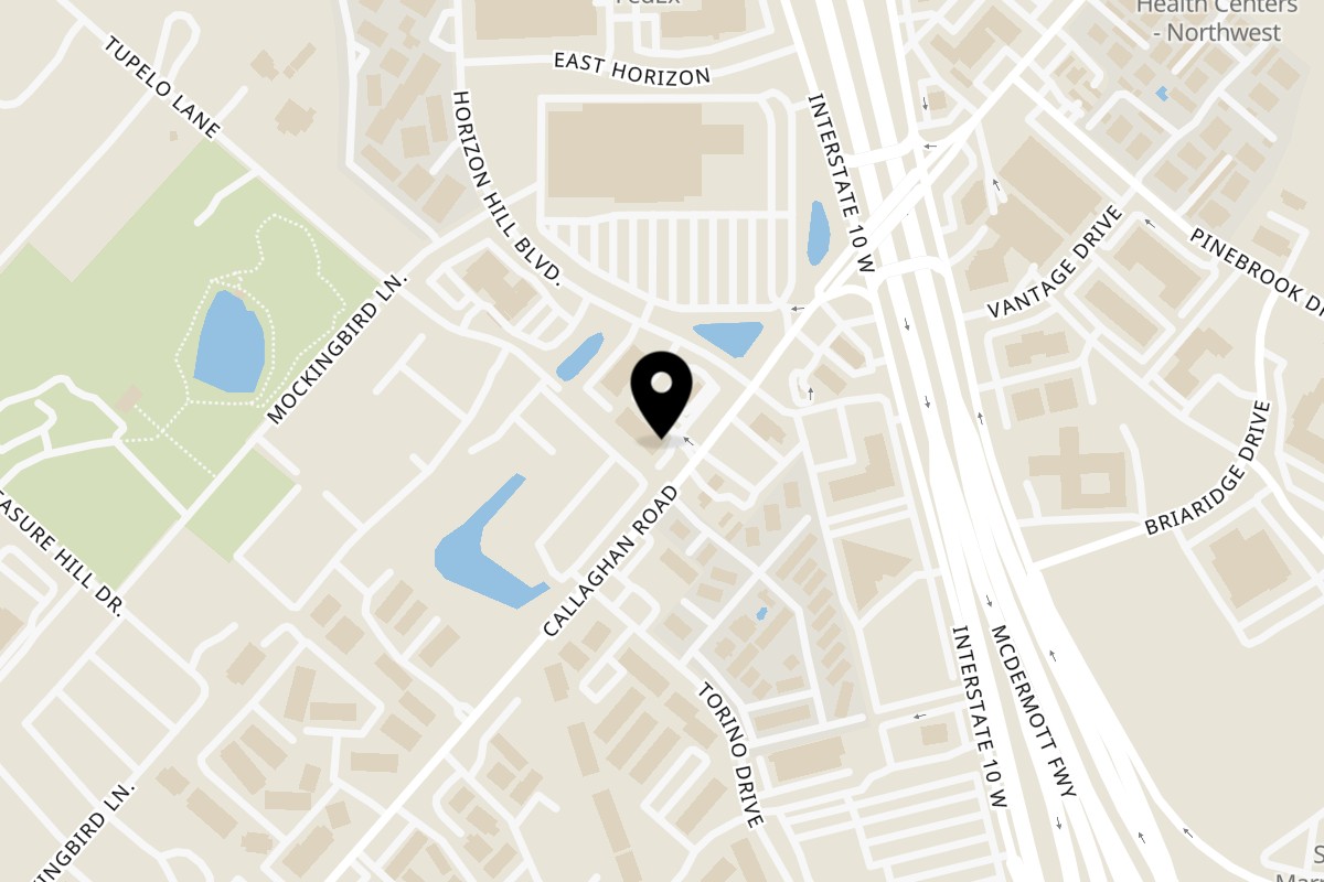 Map showing the location of Mattenga's Pizzeria Callaghan on 7863 Callaghan Rd Ste 208 in San Antonio