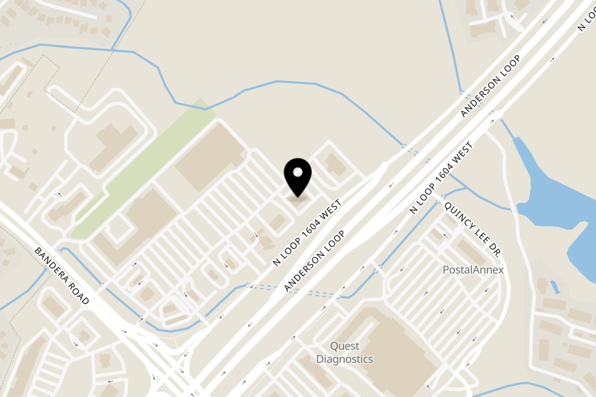 Map showing the location of Mattenga's Pizzeria Mattenga’s Pizzeria - Cibolo on 9123 N Loop 1604 W Ste. 103 in San Antonio