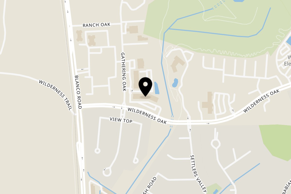 Map showing the location of Mattenga's Pizzeria Wilderness Oak on 20711 Wilderness Oak ste 111 in San Antonio